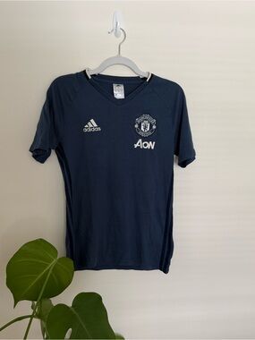 adidas Navy Manchester United Training Tee with White Logos